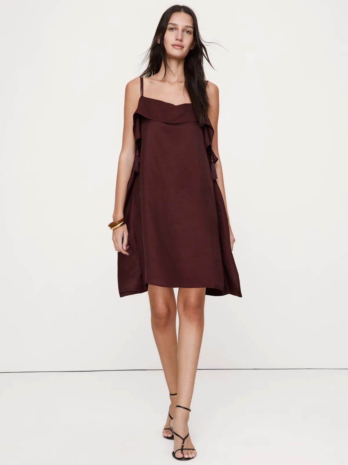 Viscose-Linen Tassel-Trim Mini Dress by Banana Republic