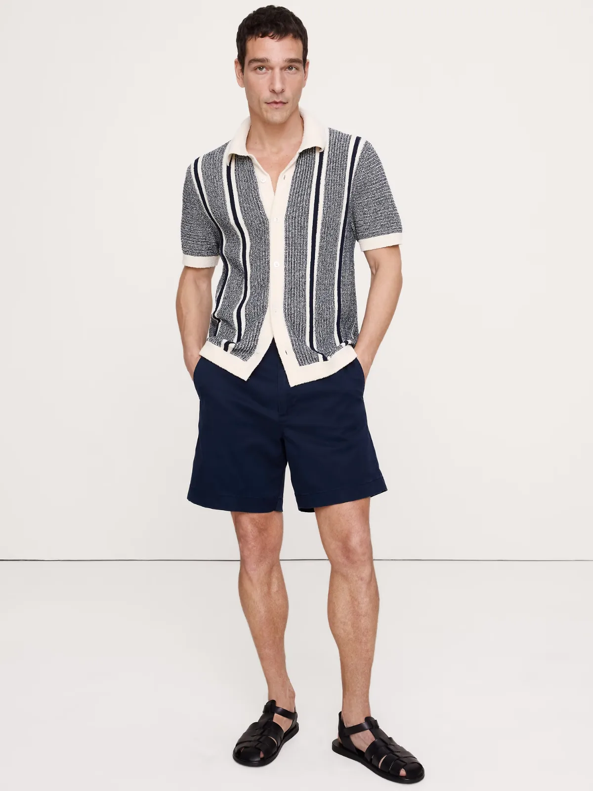 Textured Stripe Sweater Polo Shirt