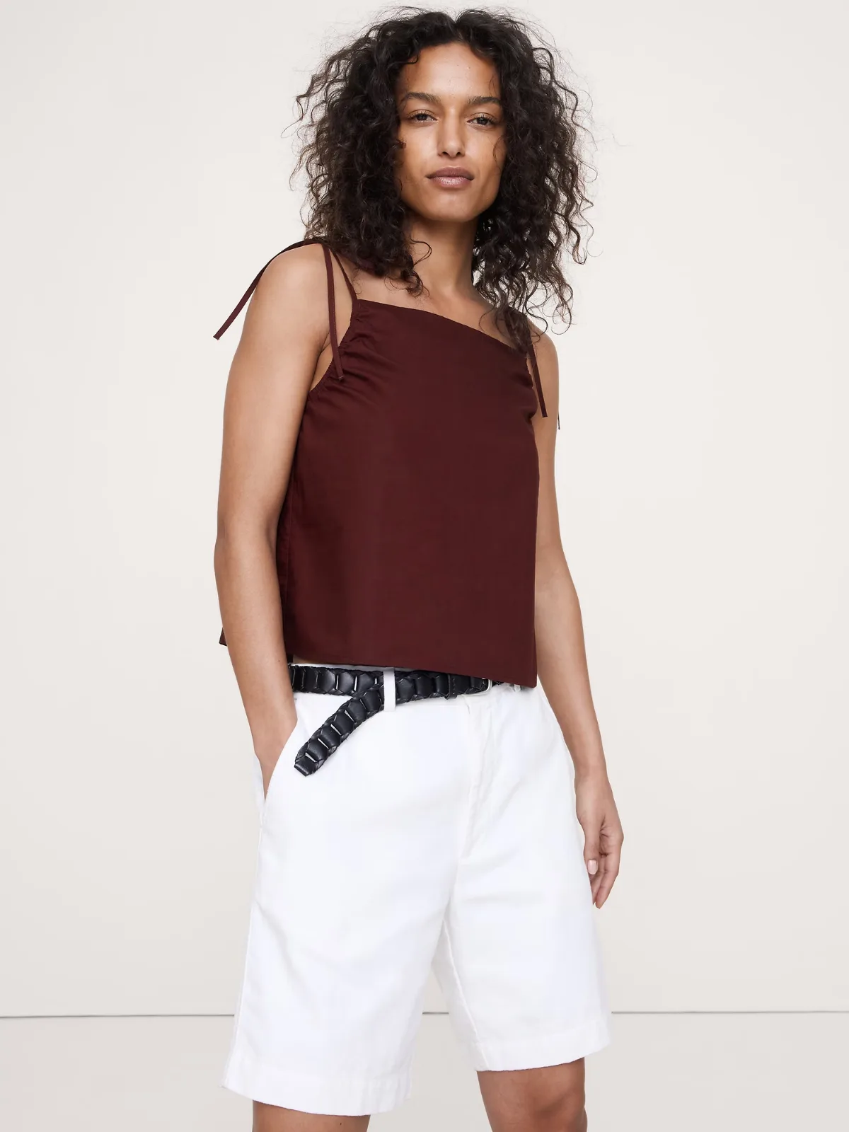 Cotton Poplin Tie-Strap Tank by Banana Republic