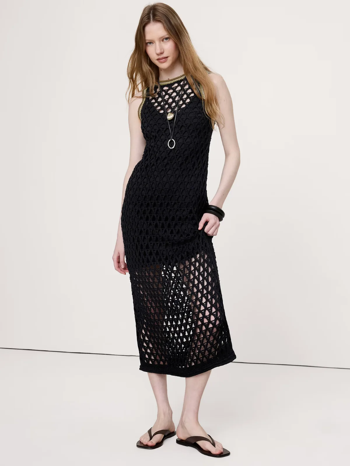 Cotton Crochet Maxi Dress by Banana Republic