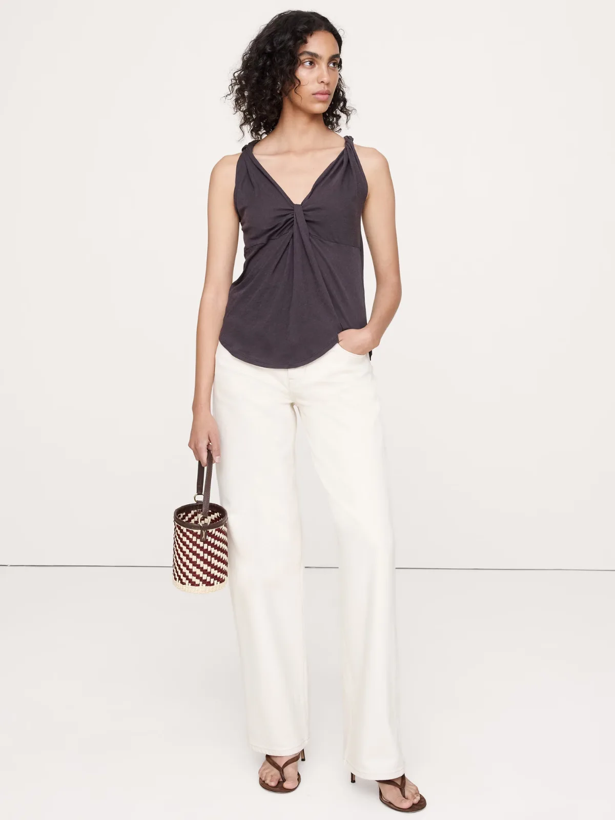Cotton-Silk Twisted Tank by Banana Republic