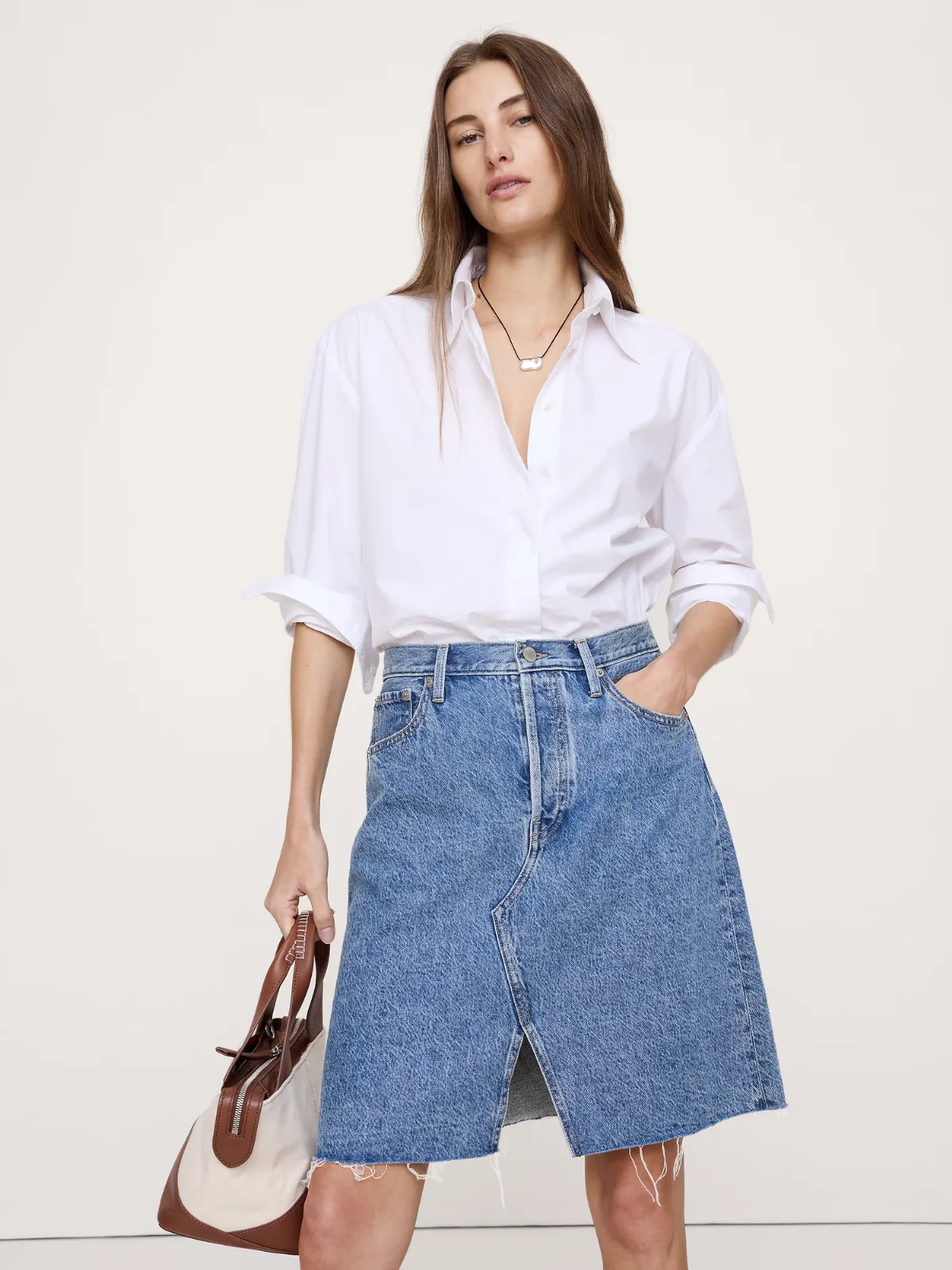 Italian Denim Knee-Length Skirt