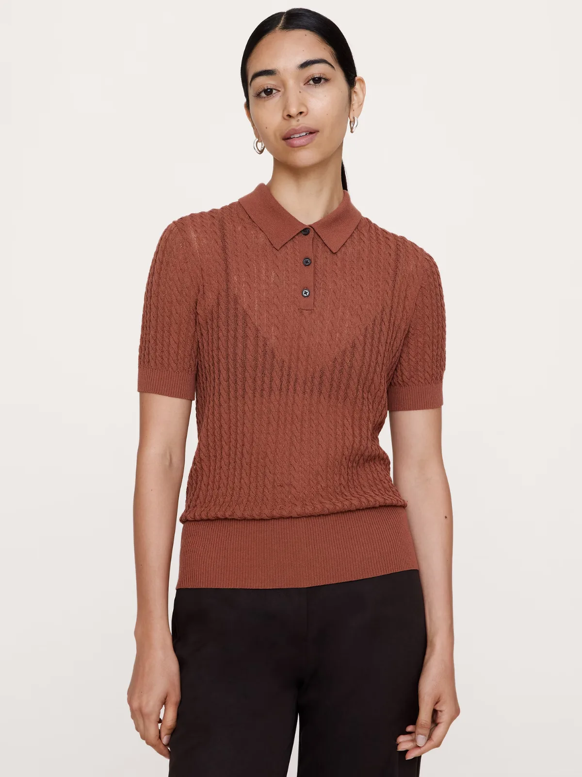 Crinkle Knit Polo Shirt by Banana Republic