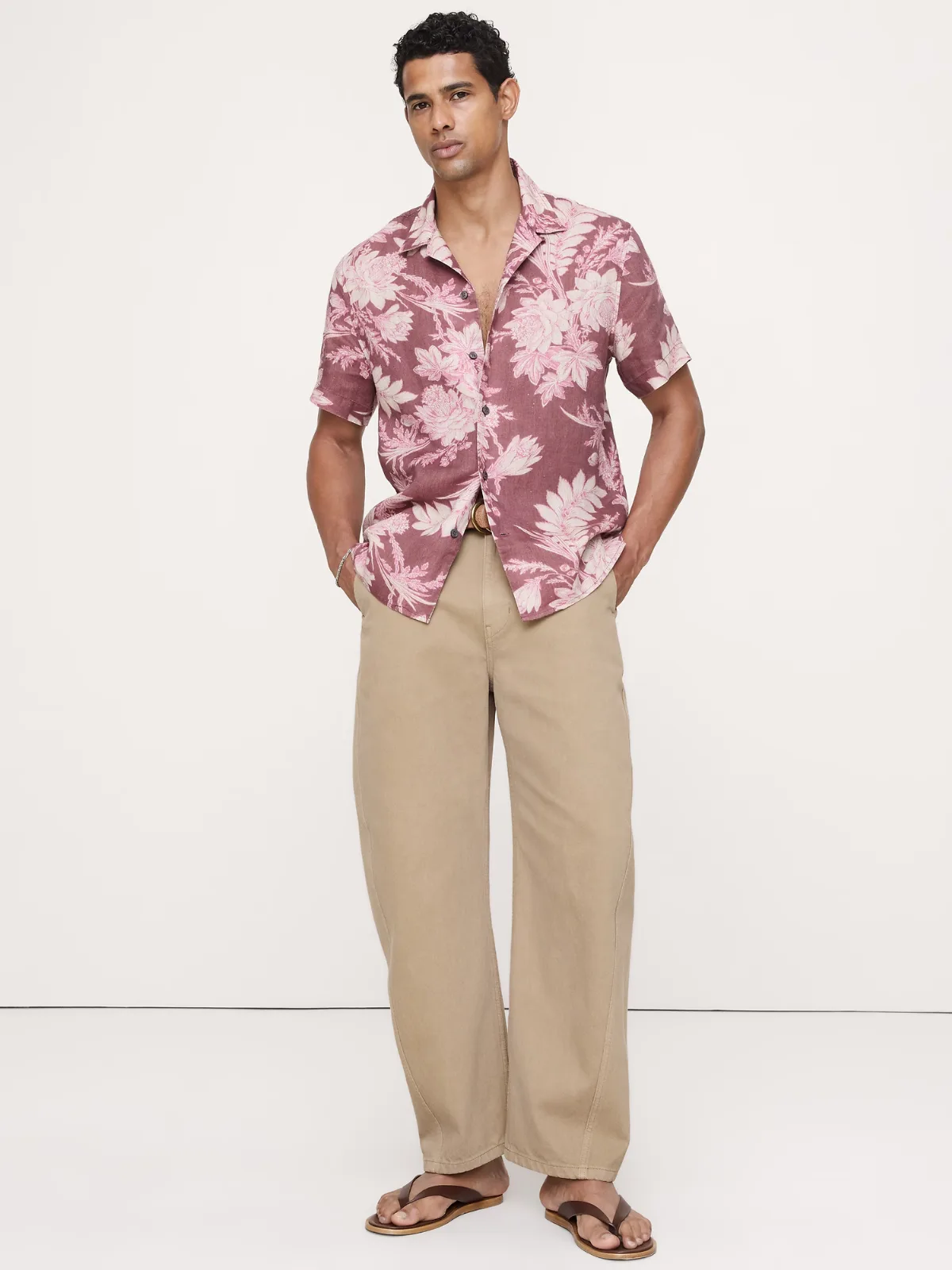 Heritage Standard-Fit Linen Floral Resort Shirt by Banana Republic