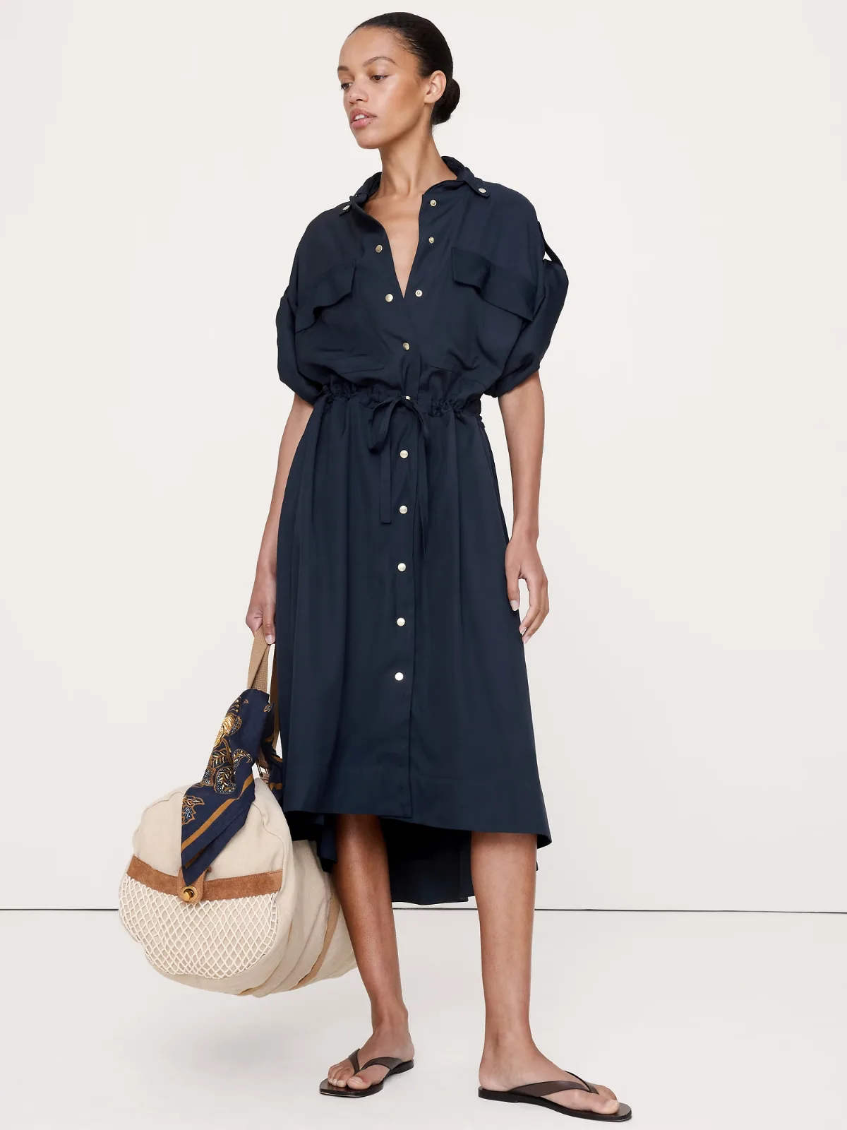 Viscose Midi Shirt Dress by Banana Republic