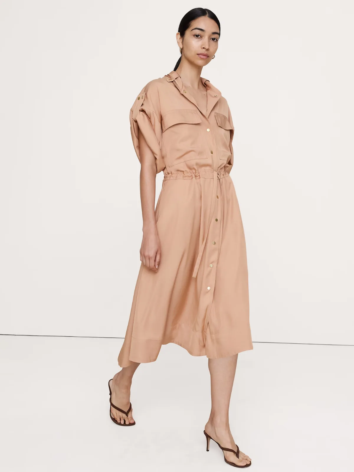 Viscose Midi Shirt Dress by Banana Republic