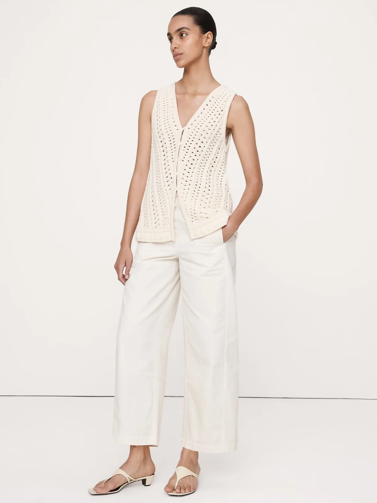 Cotton Crochet Sweater Vest by Banana Republic