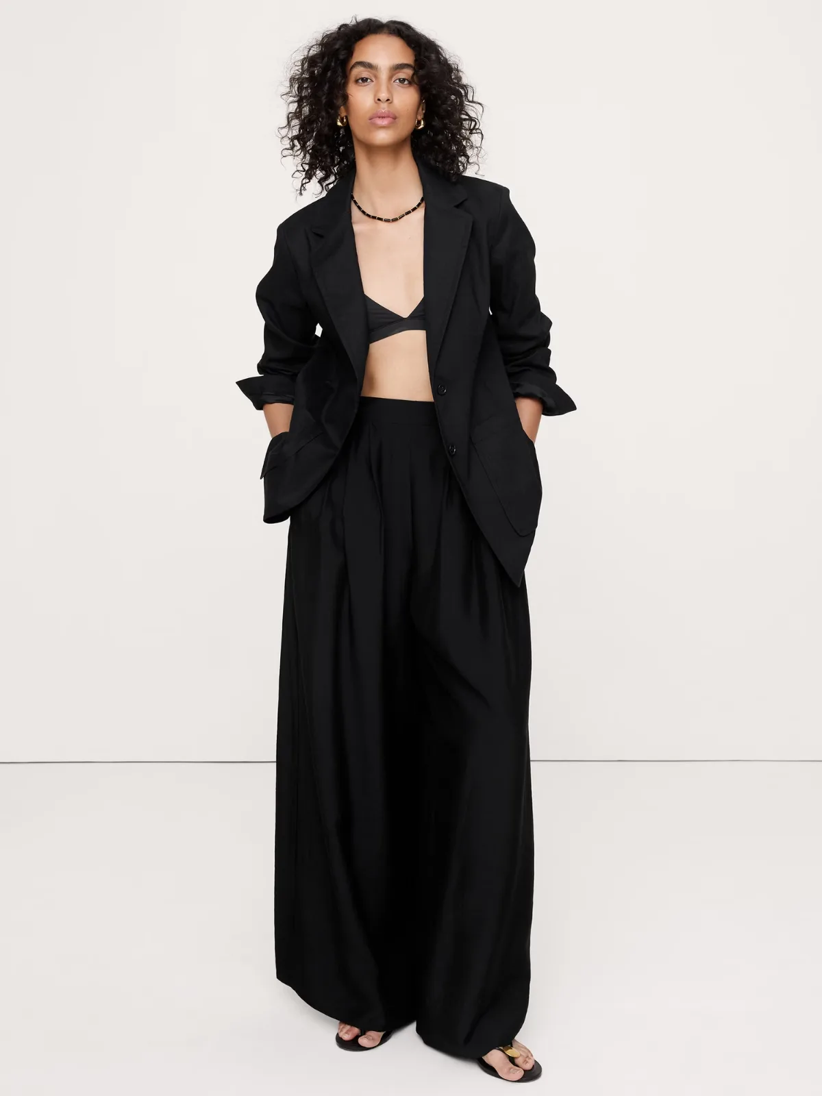 Relaxed Stretch Linen-Viscose Blazer by Banana Republic