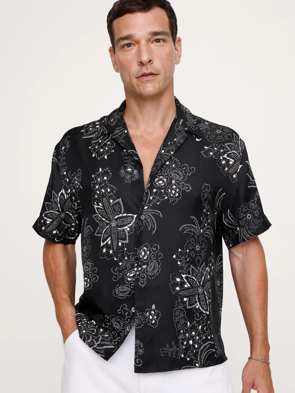 Standard-Fit Silk Resort Shirt