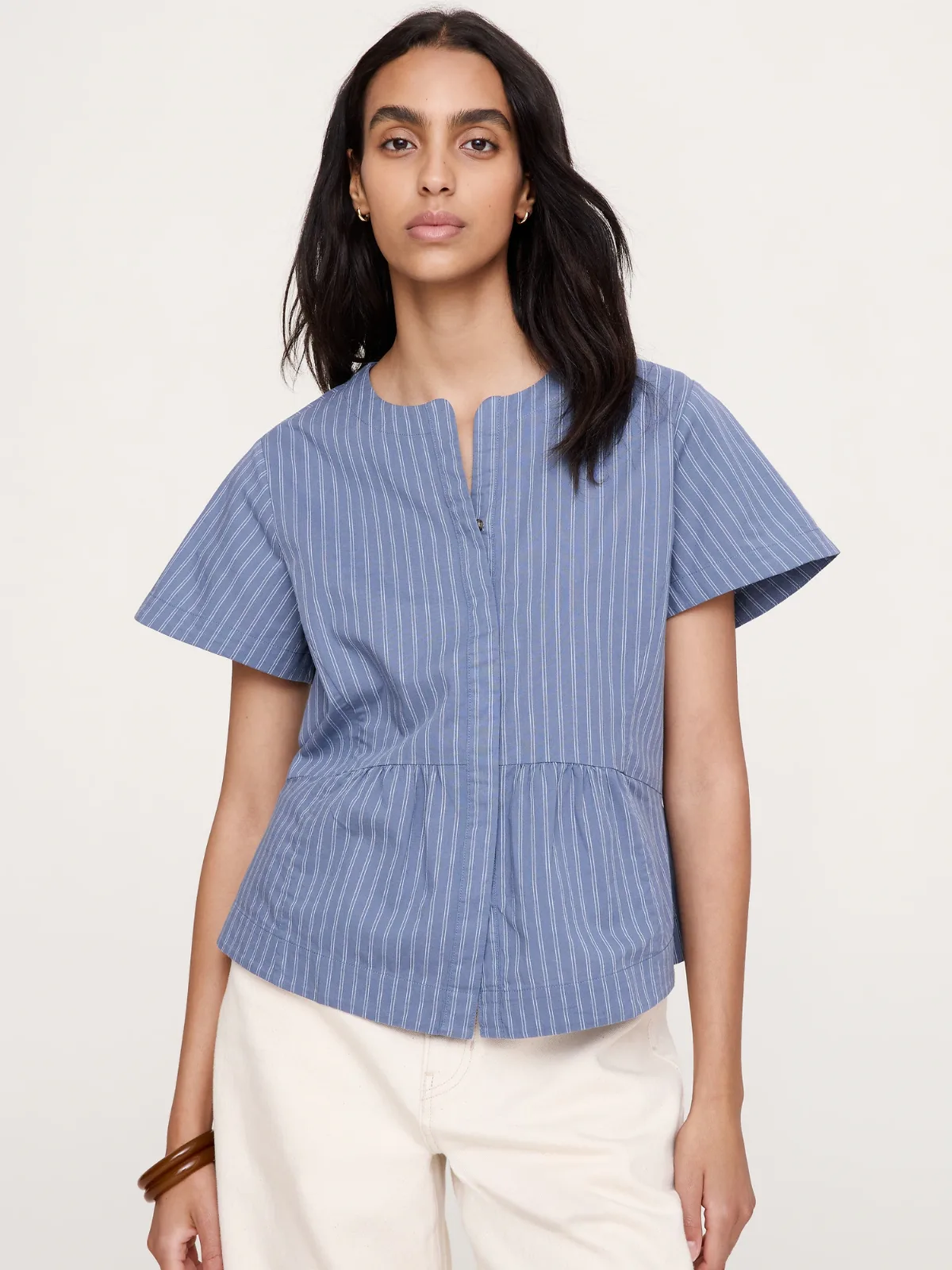 Cotton Flutter Sleeve Top by Banana Republic
