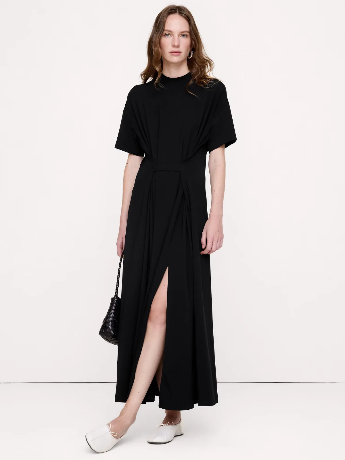 Oversized Stretch-Cotton Tie-Waist Maxi Dress by Banana Republic