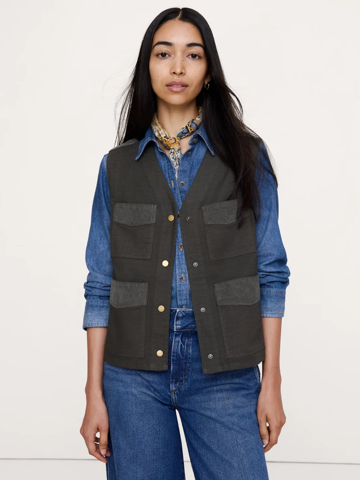 Stretch-Cotton Utility Vest