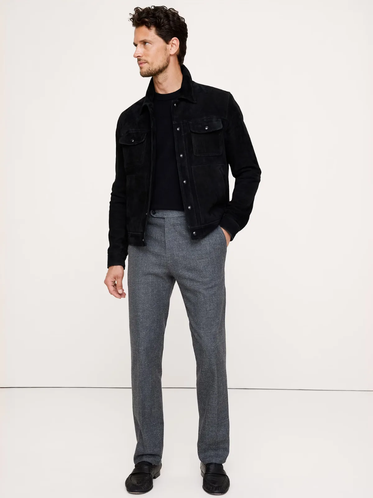 Tailored Slim Herringbone Wrinkle Resistant Dress Pant by Banana Republic