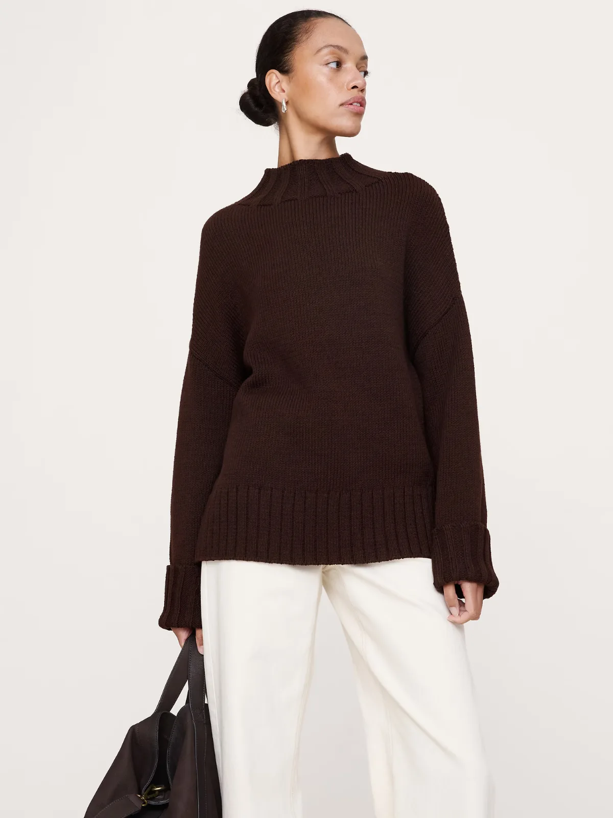 Oversized Chunky Cotton Tunic Sweater by Banana Republic