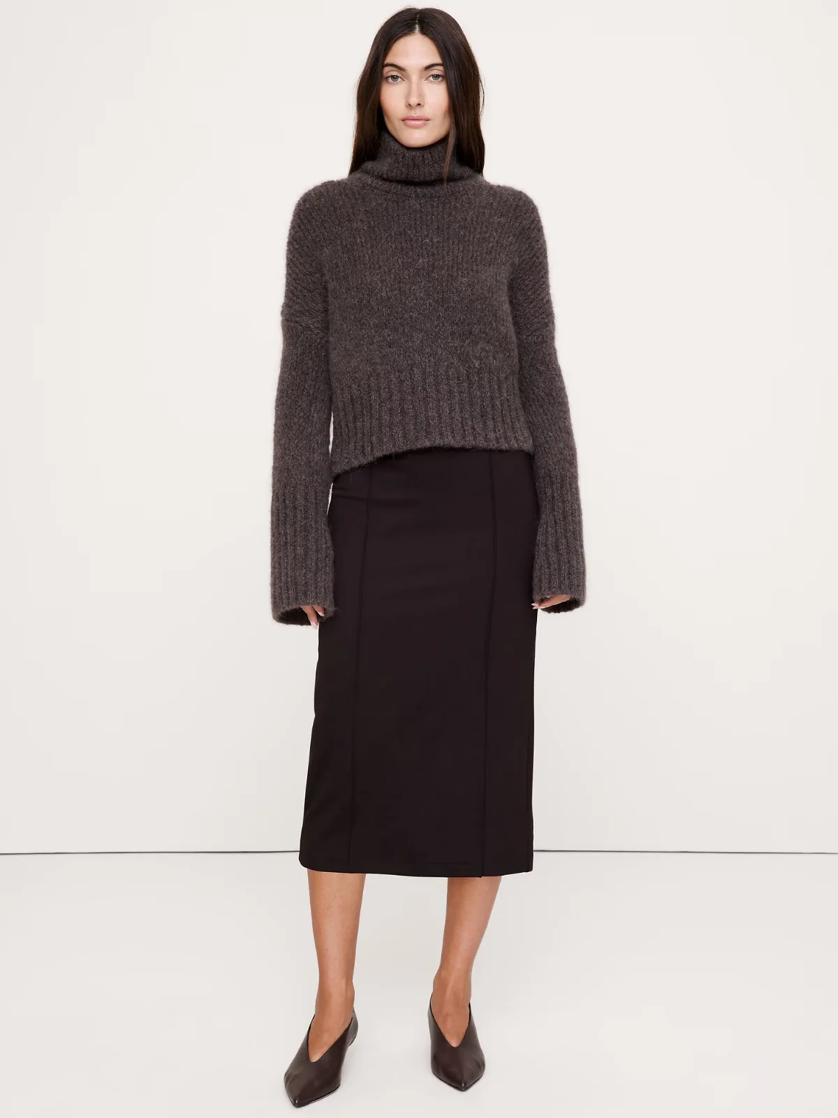 Ponte Pintuck Pencil Skirt