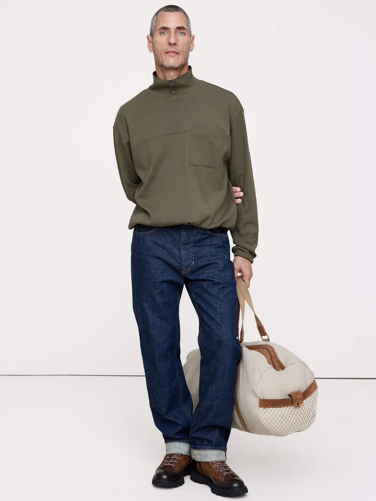 Cotton Mock-Neck Sweatshirt by Banana Republic
