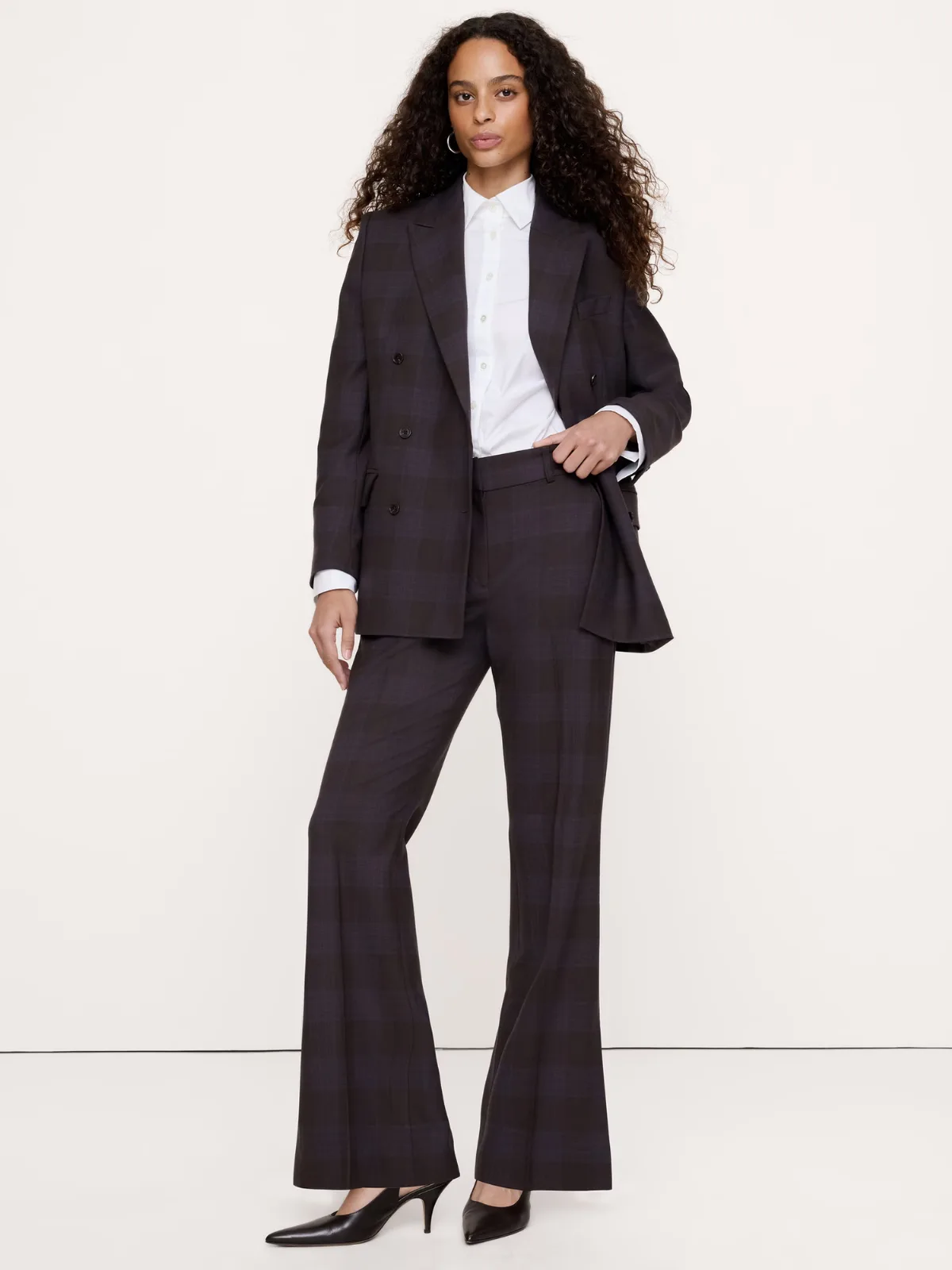 High-Rise Modern Flare Wool-Blend Pant with Side Slit by Banana Republic