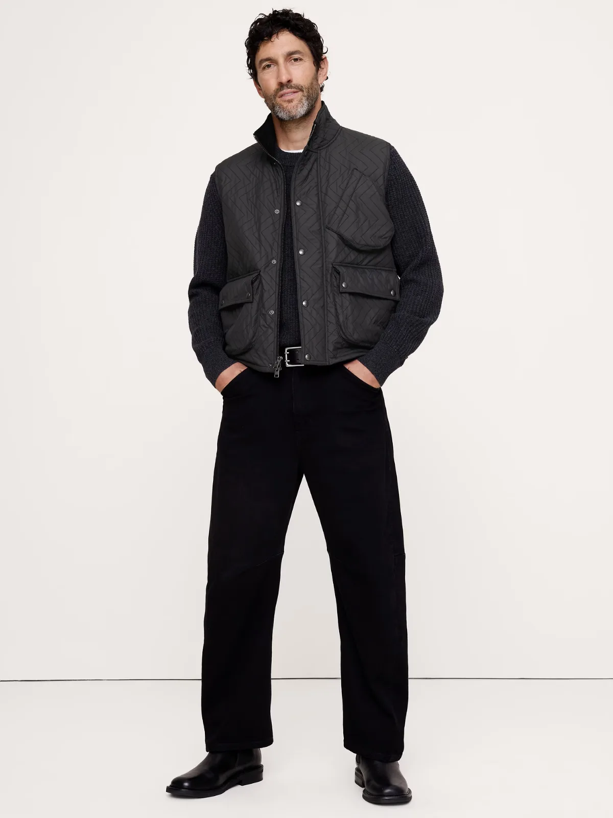 Herringbone Quilted Moto Vest by Banana Republic