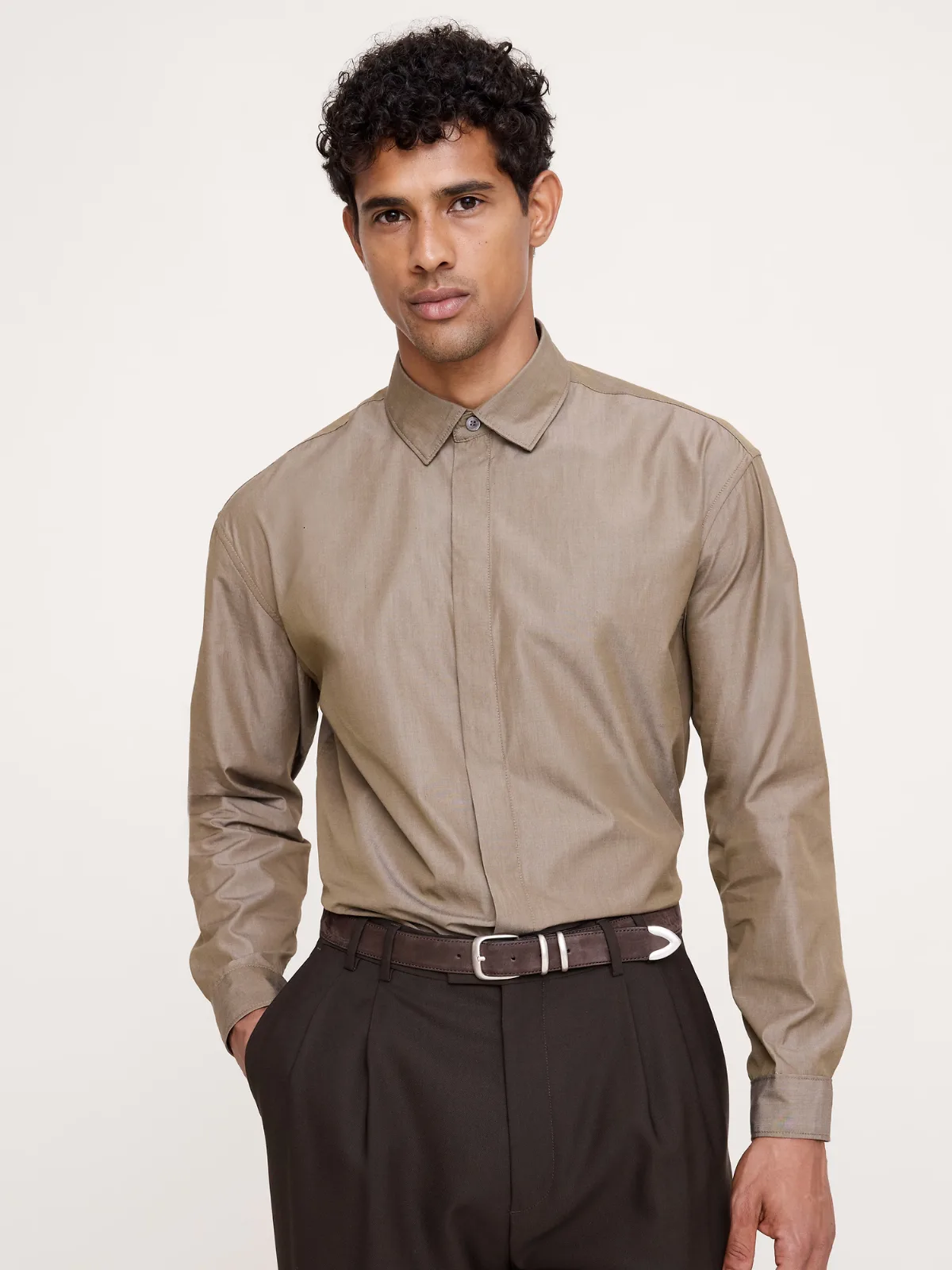 Relaxed-Fit Cotton Poplin Tuxedo Shirt by Banana Republic