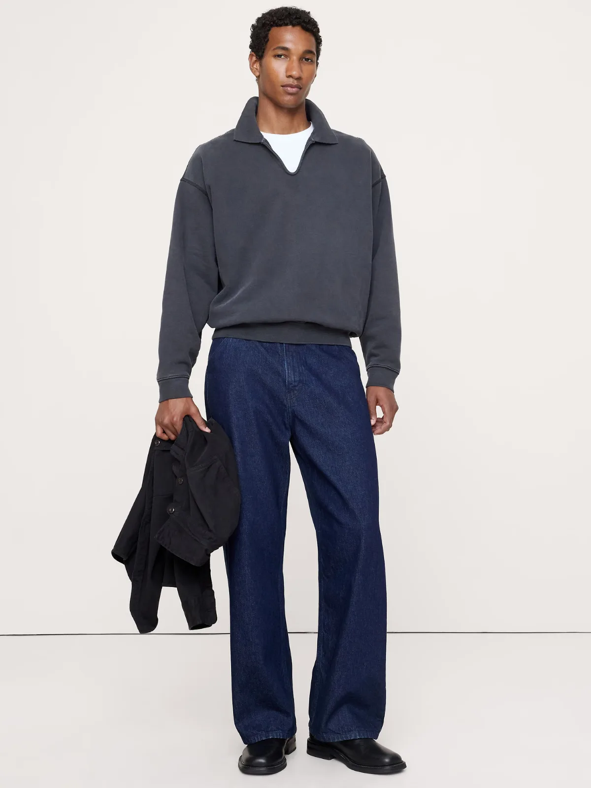 French Terry Popover Polo Shirt by Banana Republic