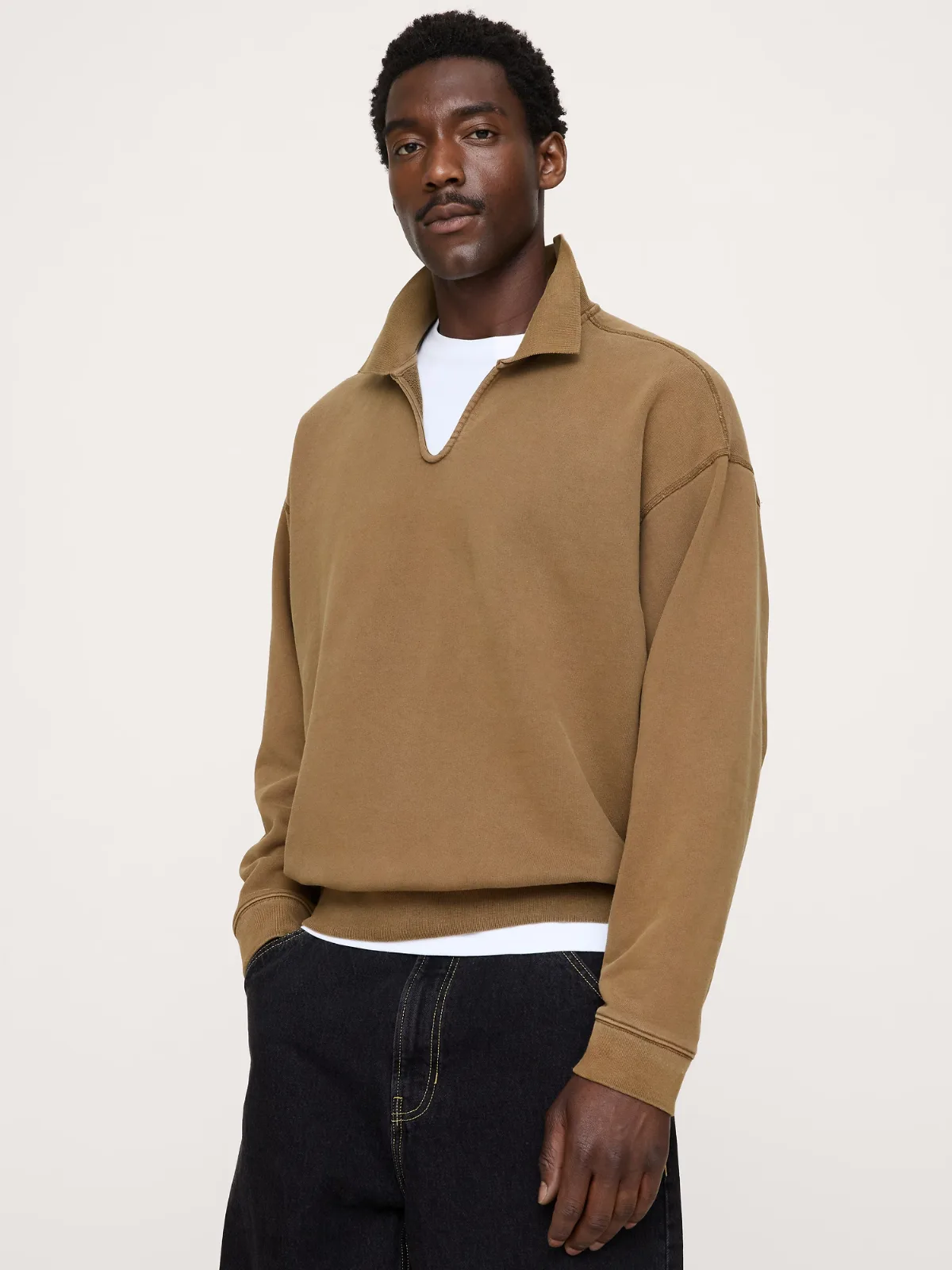 French Terry Popover Polo Shirt