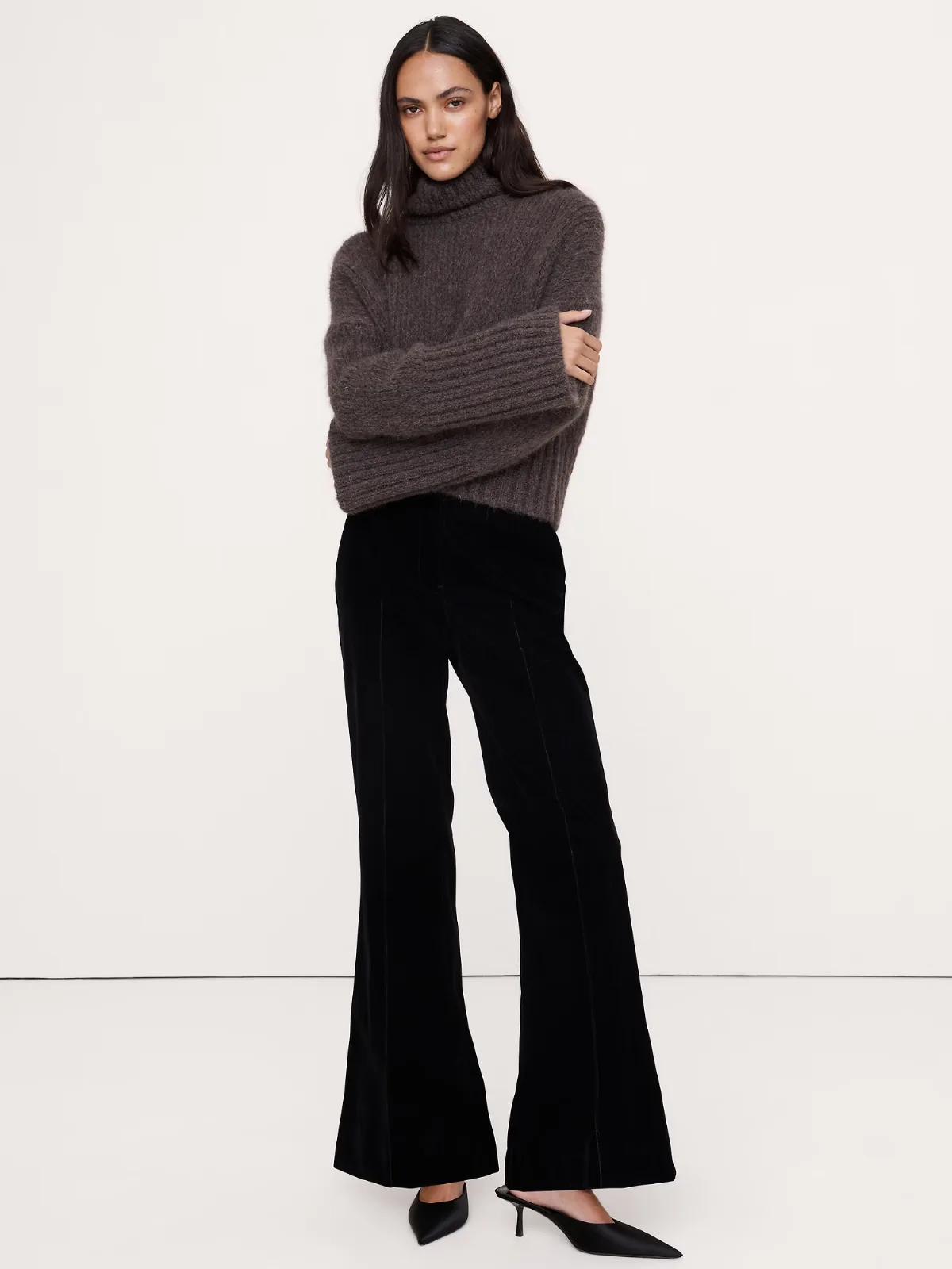 High-Rise Super Flare Flocked Pant by Banana Republic