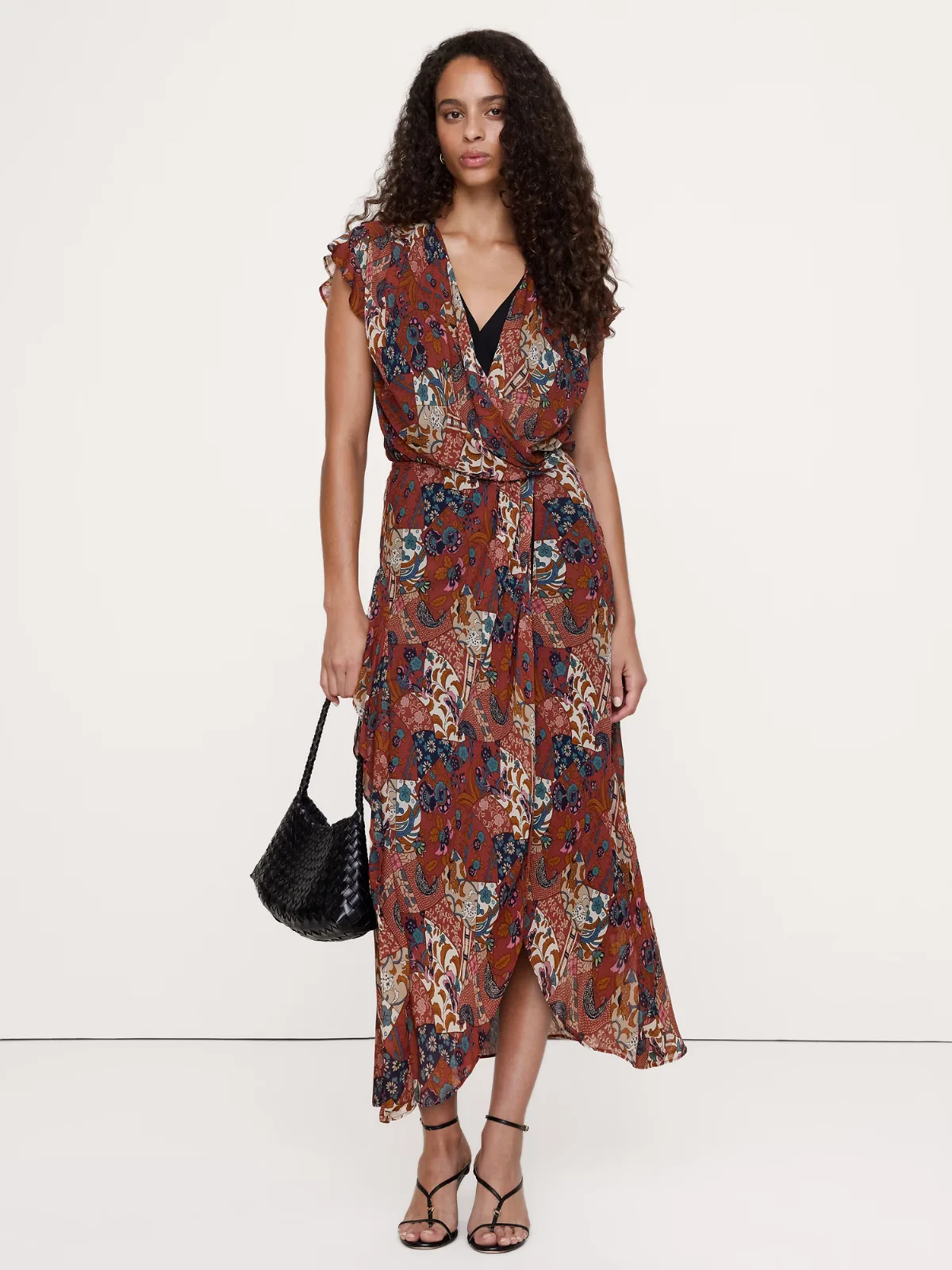 Layered Georgette Ruffle Midi Dress by Banana Republic