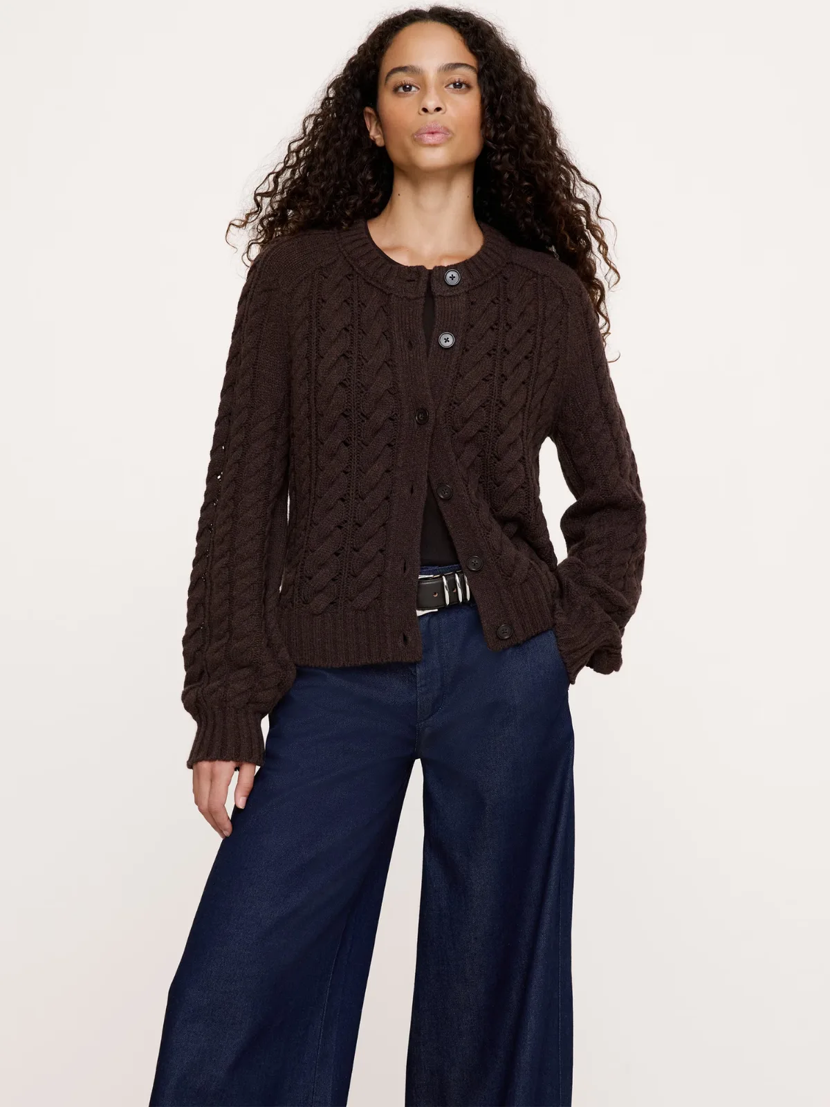 Merino-Yak Cable-Knit Cardigan by Banana Republic