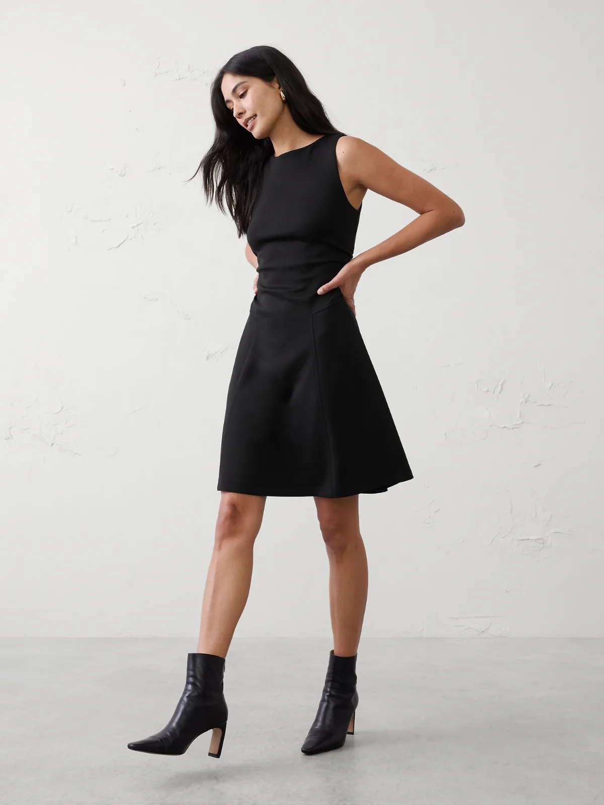 Soft Touch Shirred-Waist Knee-Length Dress by Banana Republic