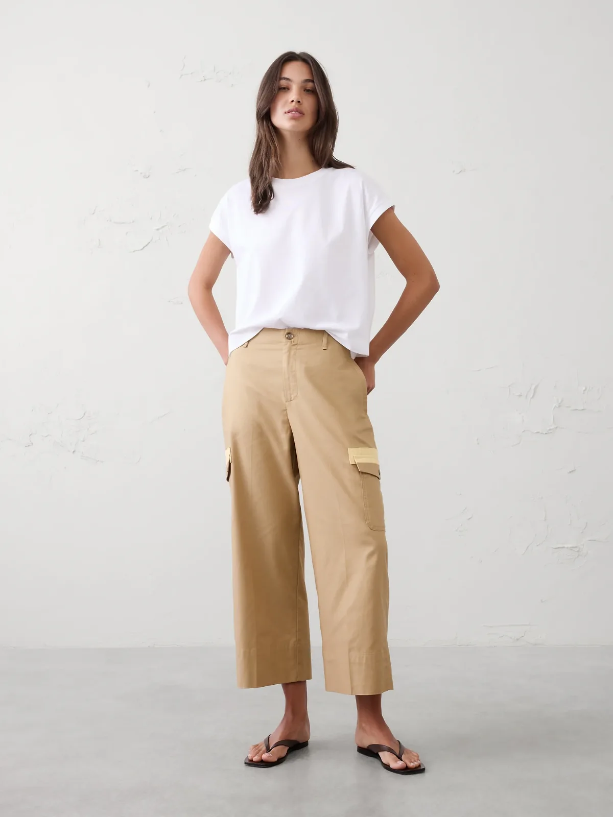 Wide-Leg High-Rise Twill Cropped Pant by Banana Republic
