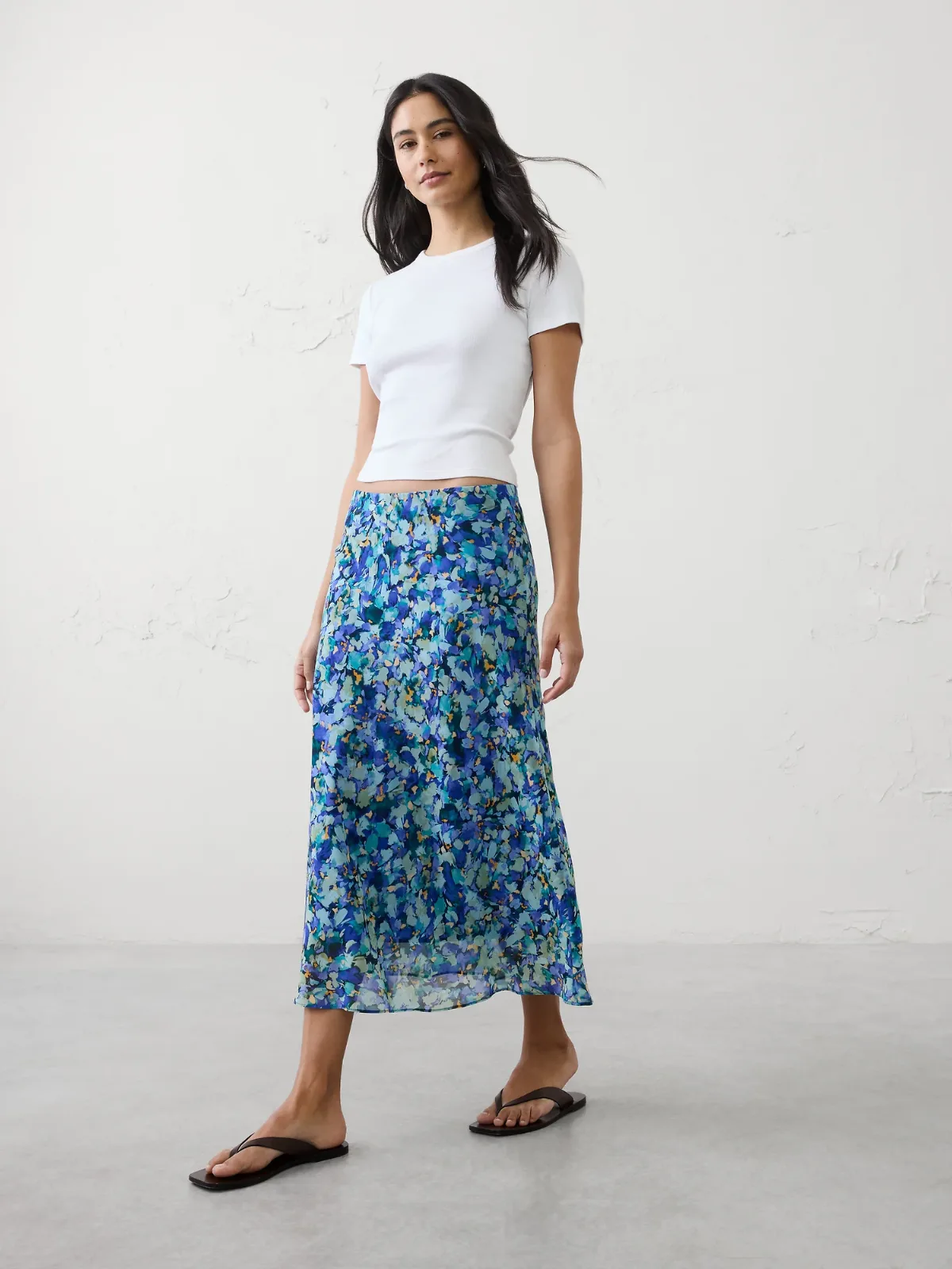 Chiffon Bias Midi Skirt by Banana Republic