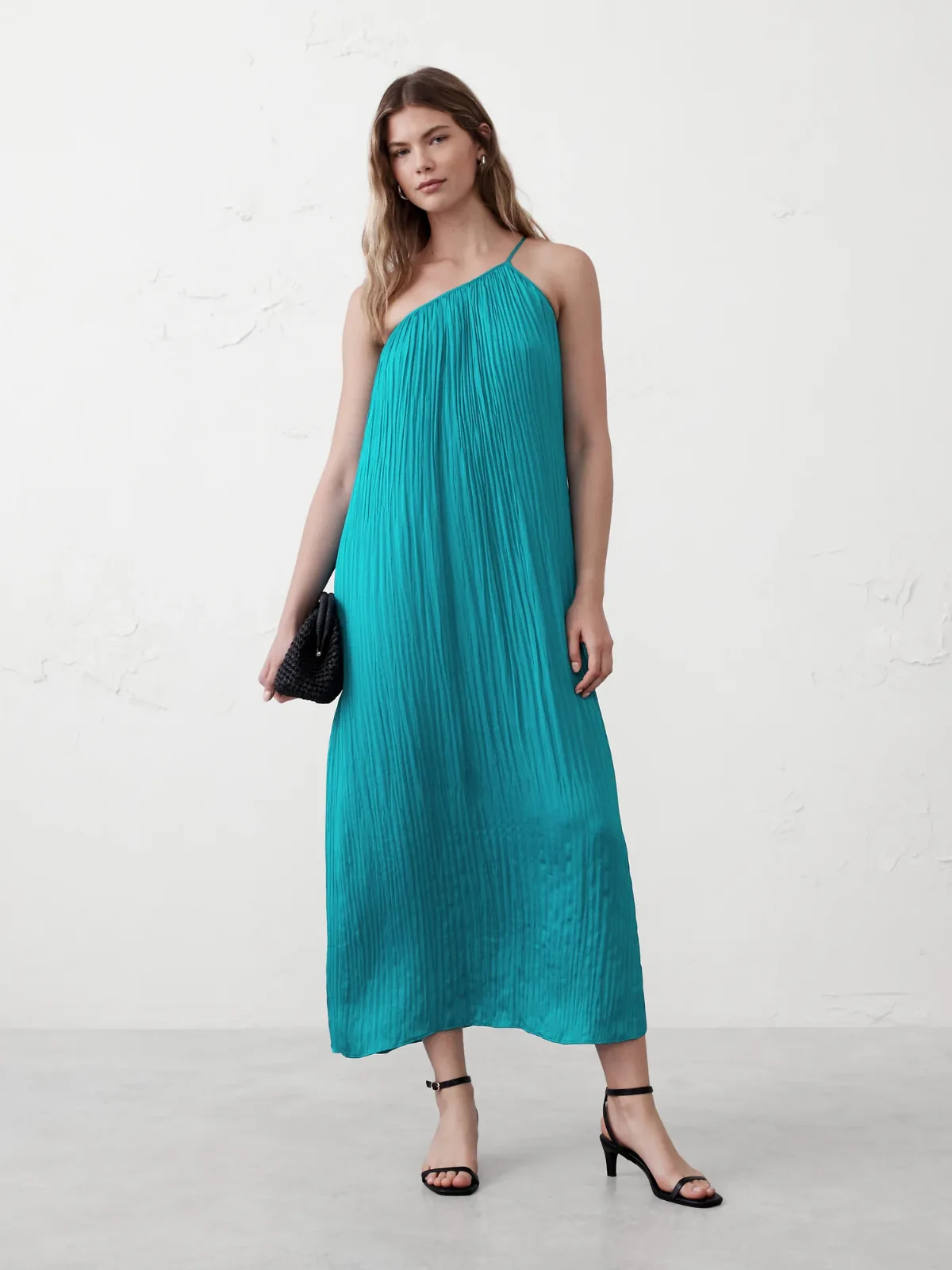 One-Shoulder Pleated Maxi Dress by Banana Republic