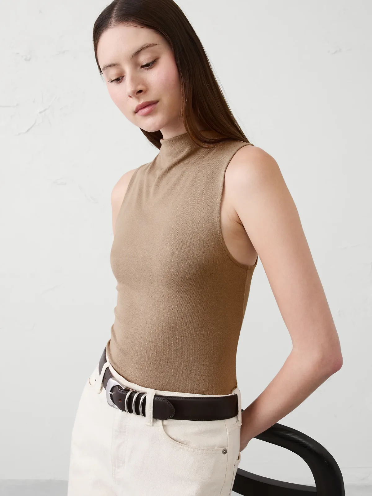 Soft Luxe Mock-Neck Top by Banana Republic
