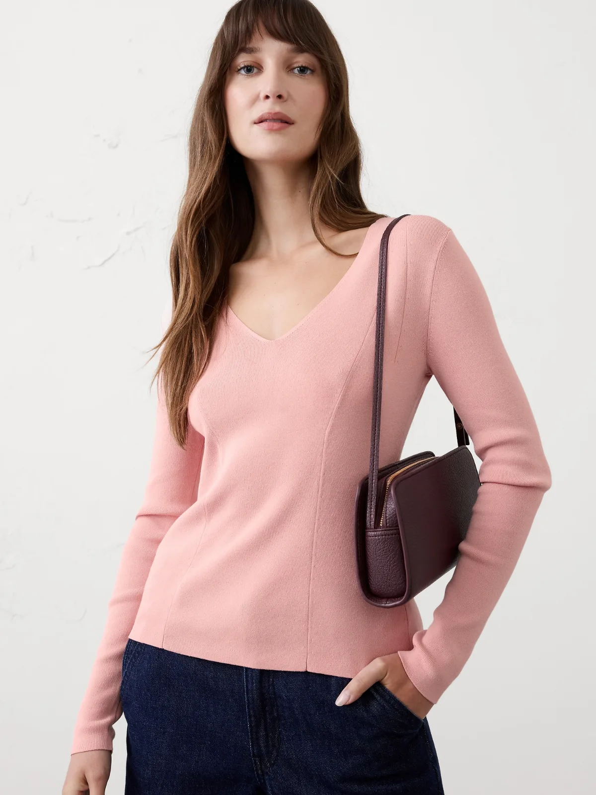 Seamed V-Neck Sweater by Banana Republic