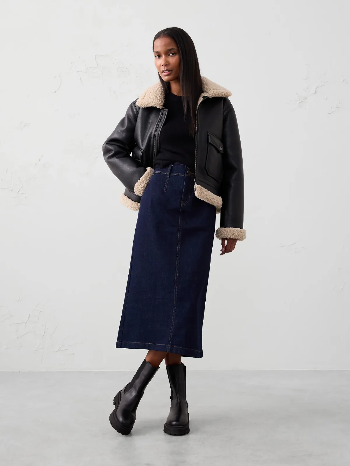 Denim Pleated Maxi Skirt by Banana Republic