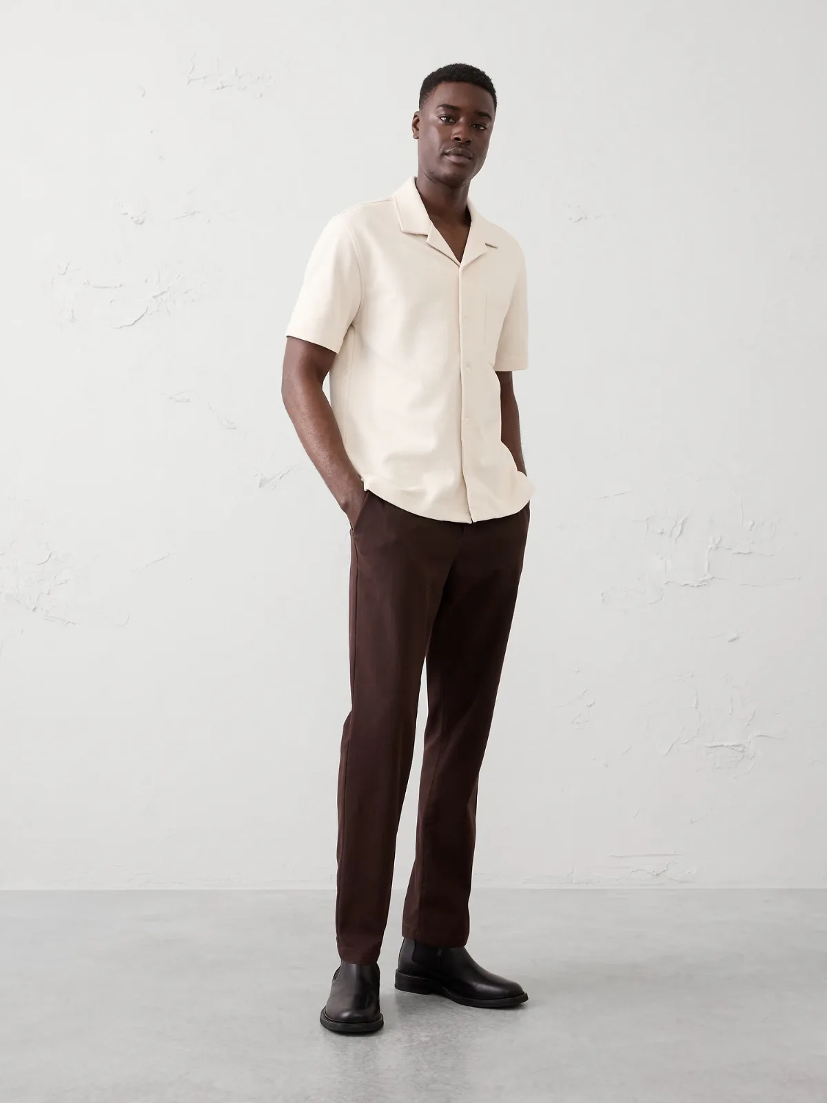 Standard-Fit Textured Resort Polo by Banana Republic