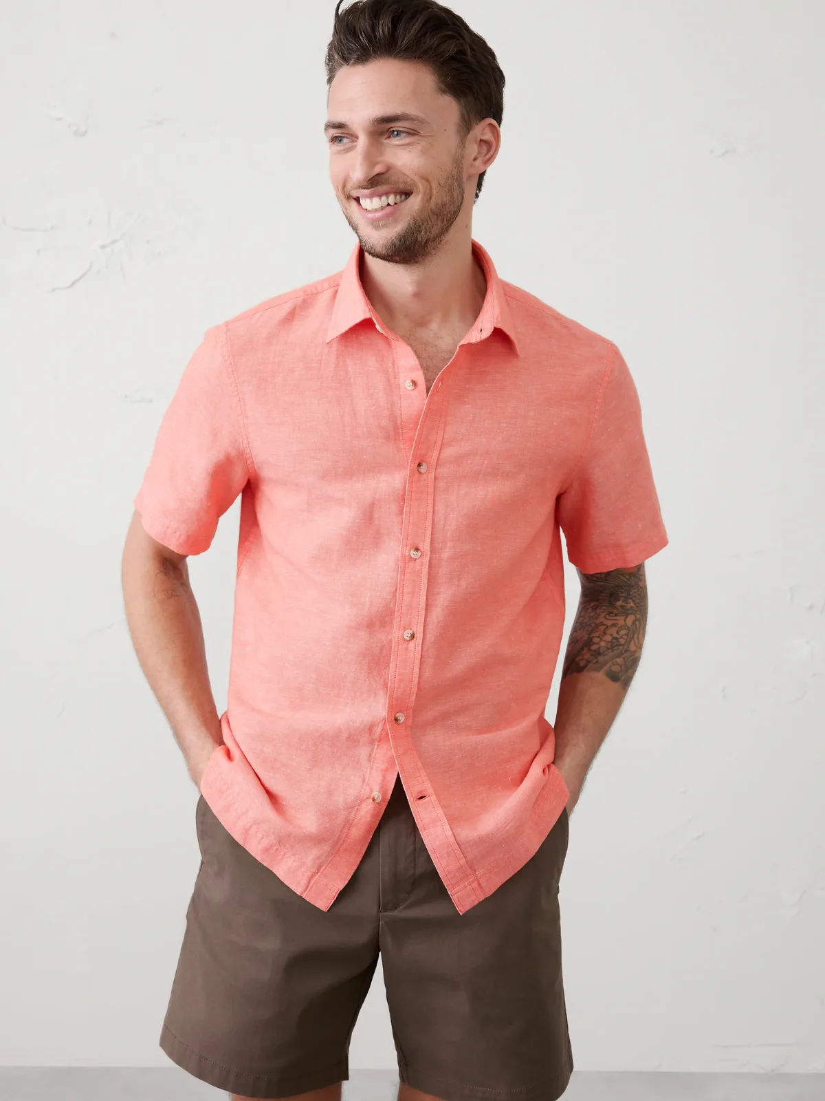 Standard-Fit Linen-Blend Shirt by Banana Republic
