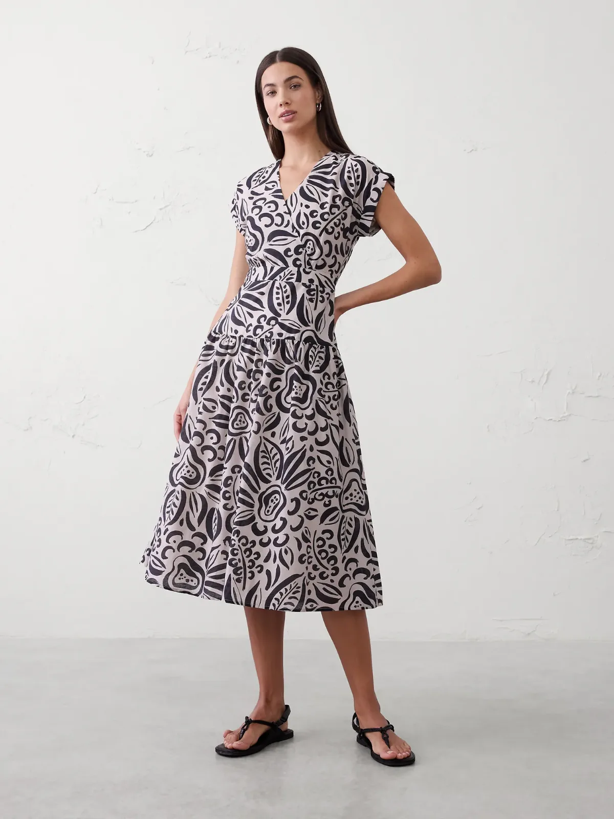 Gathered Tiered Midi Dress by Banana Republic