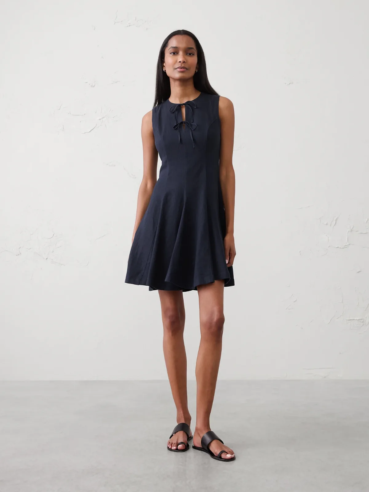 Linen-Blend Tie-Front Mini Dress by Banana Republic