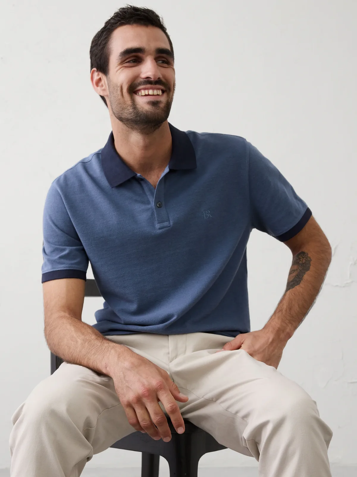 Standard-Fit Monogram Pique Polo by Banana Republic