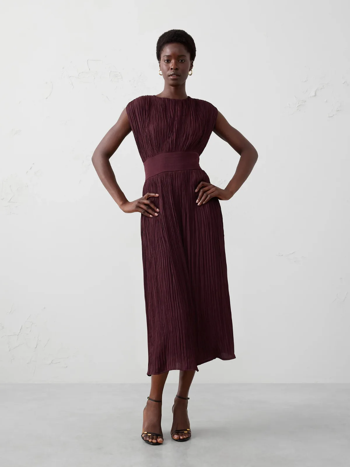 Cap-Sleeve Midi Dress by Banana Republic