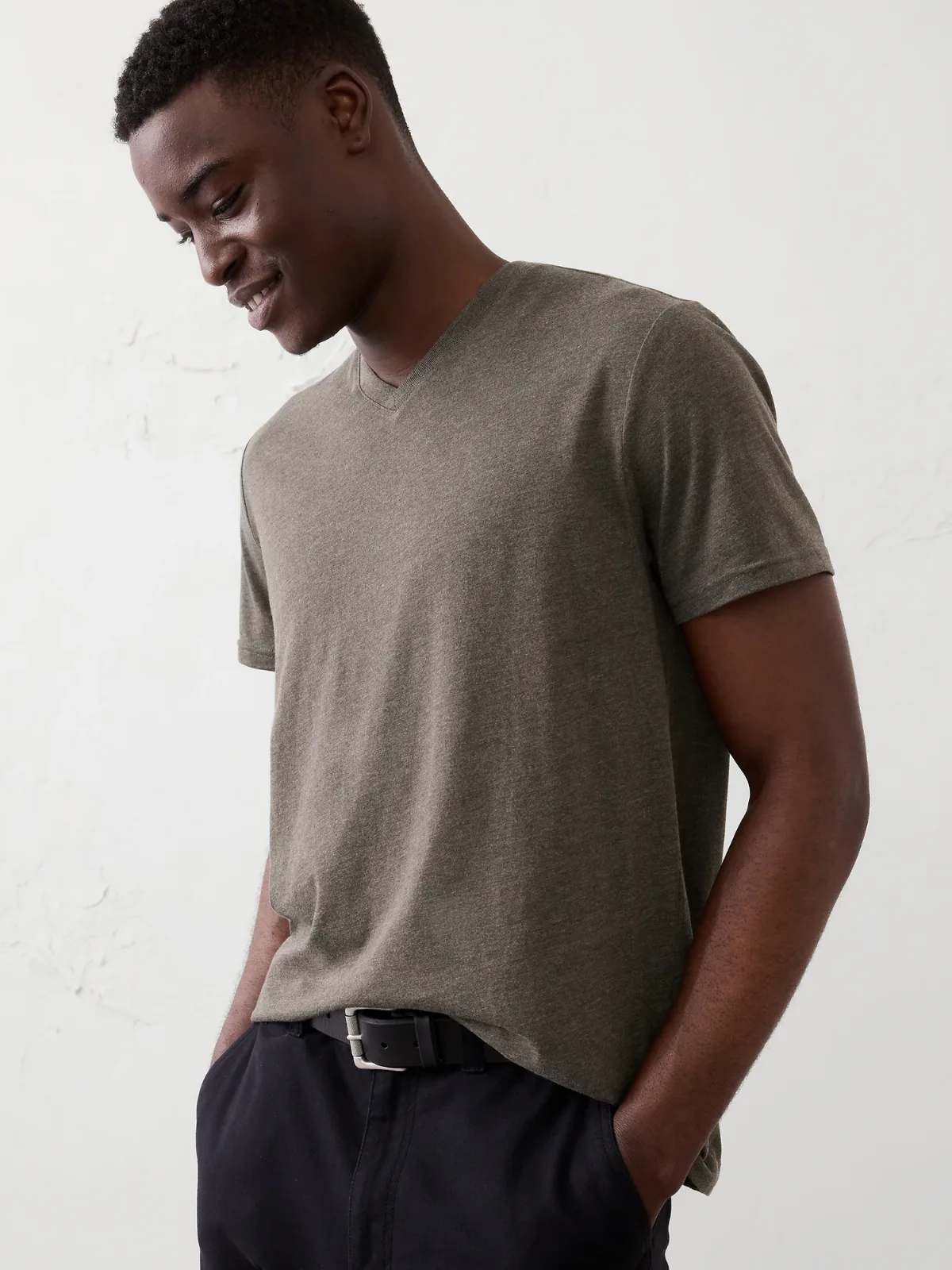 Standard-Fit Premium Wash V-Neck Shirt by Banana Republic