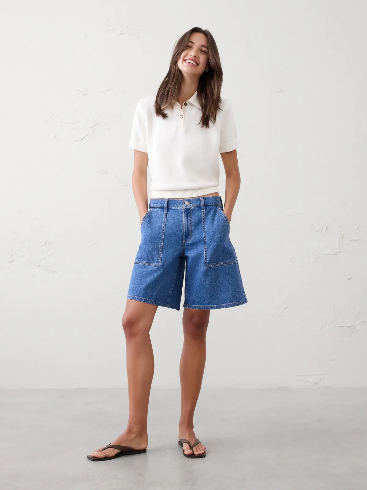 Mid-Rise Denim Bermuda Short by Banana Republic