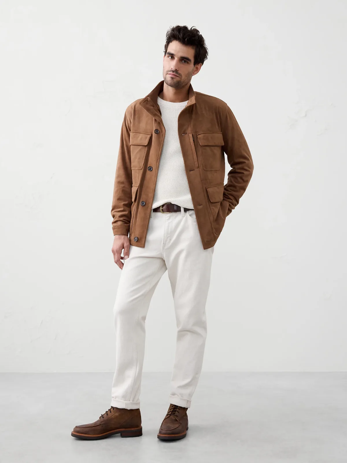 Vegan Suede Field Jacket - Stone by Banana Republic