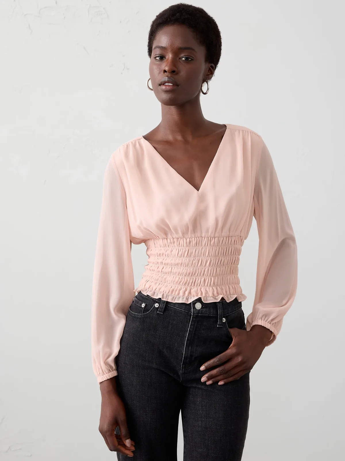 Ruched V-Neck Top by Banana Republic