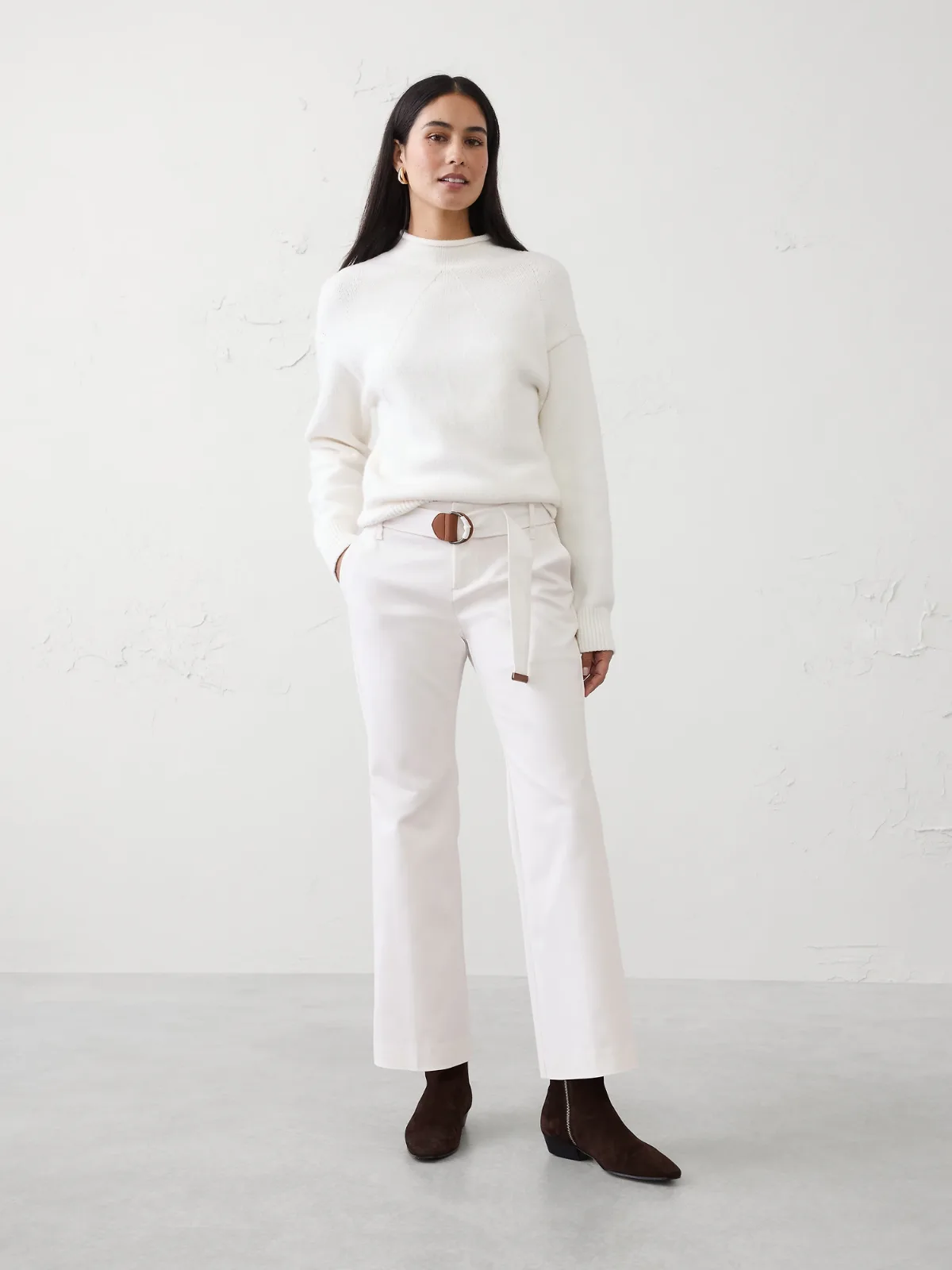 Kick-Flare Mid-Rise Sateen Ankle Pant by Banana Republic