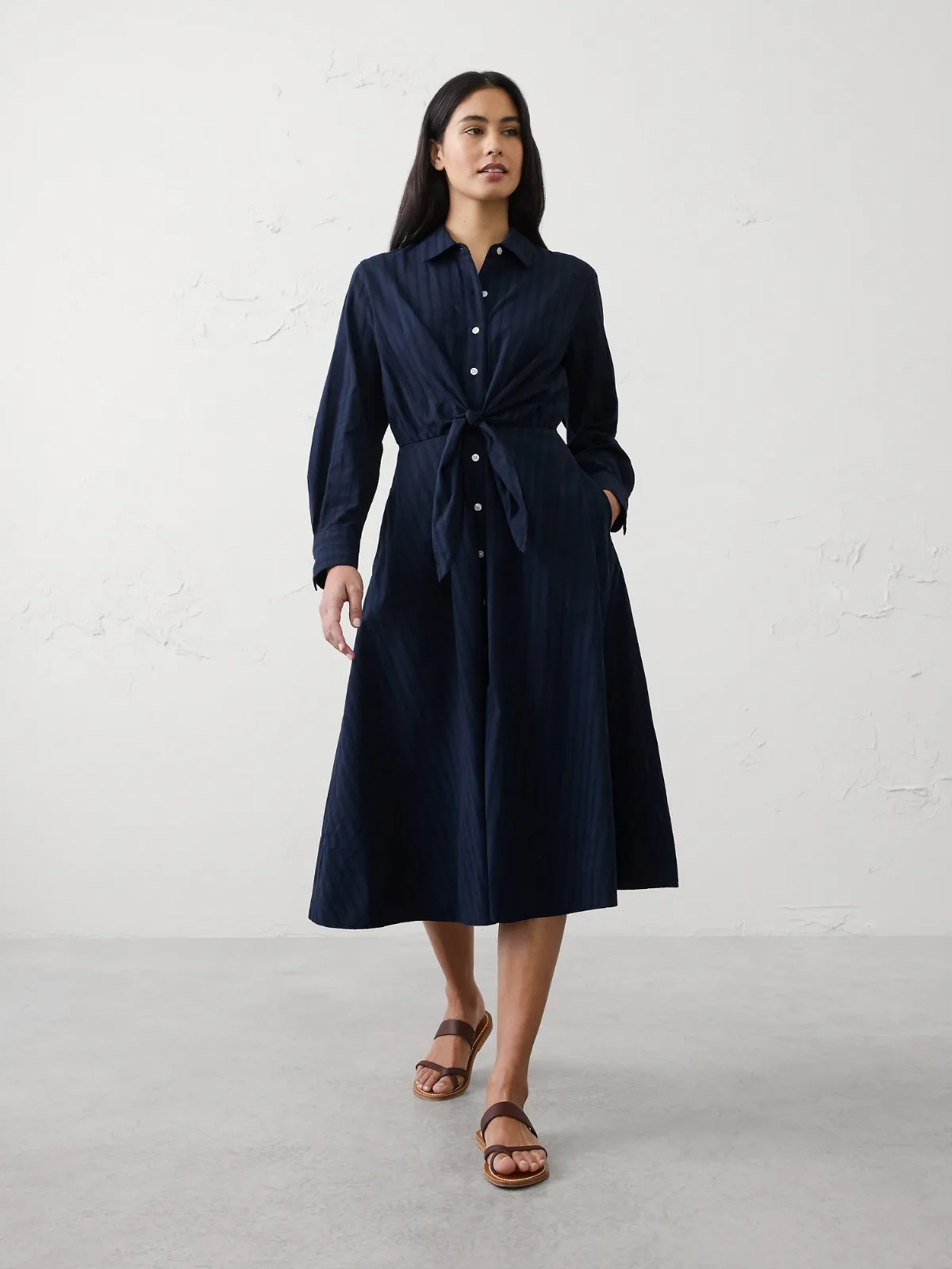 Wrap-Tie Midi Shirtdress by Banana Republic