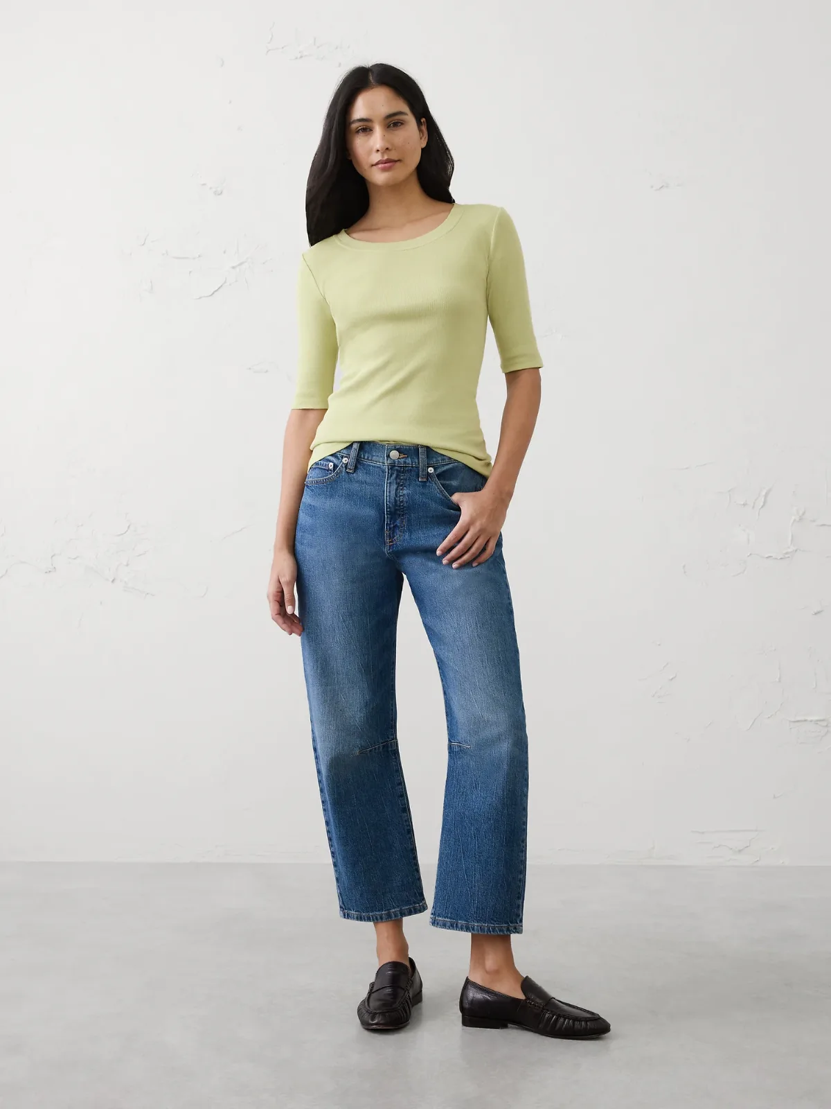Ribbed Elbow-Sleeve T-Shirt by Banana Republic