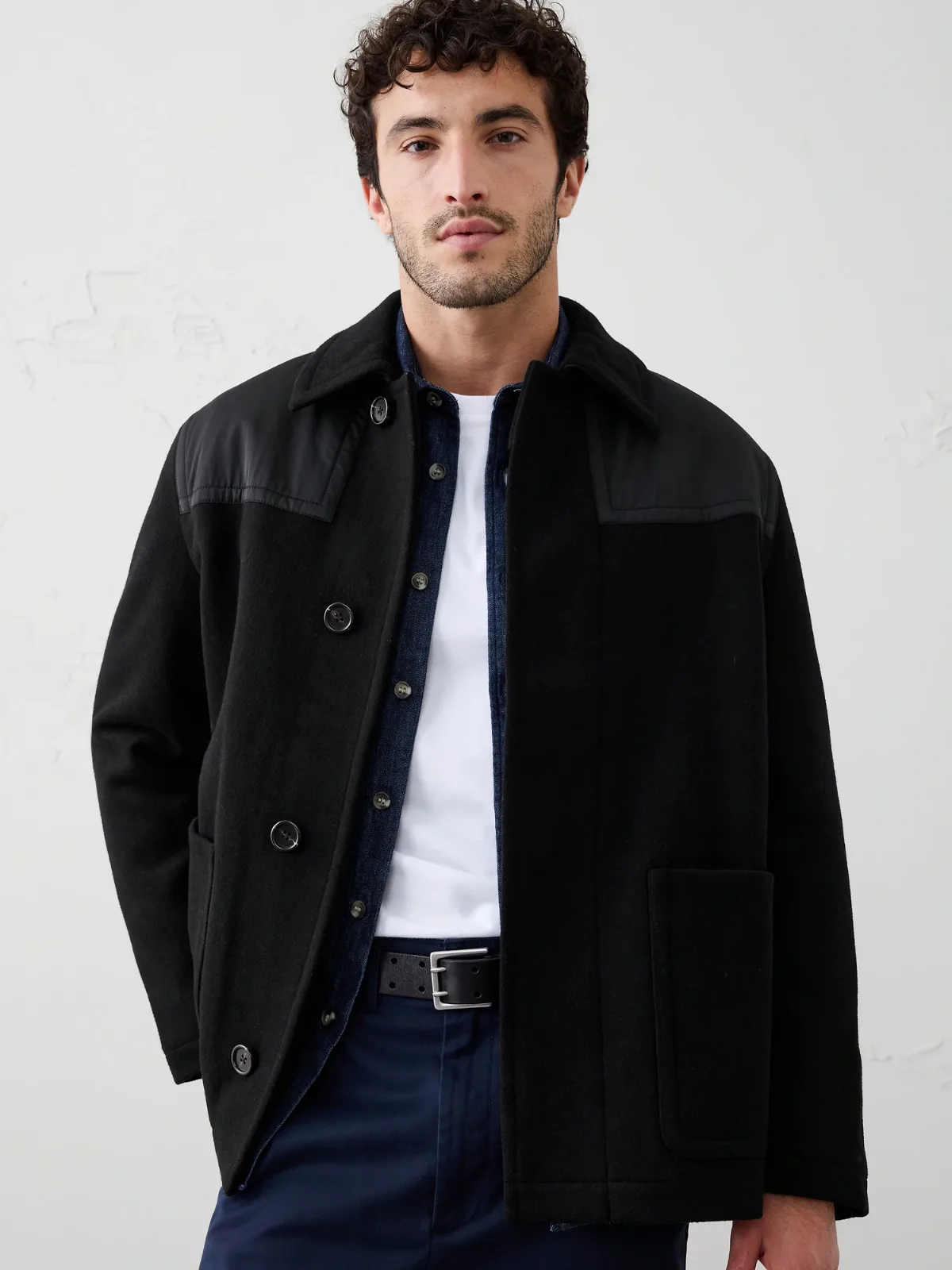Wool-Blend Mixed Media Coat by Banana Republic