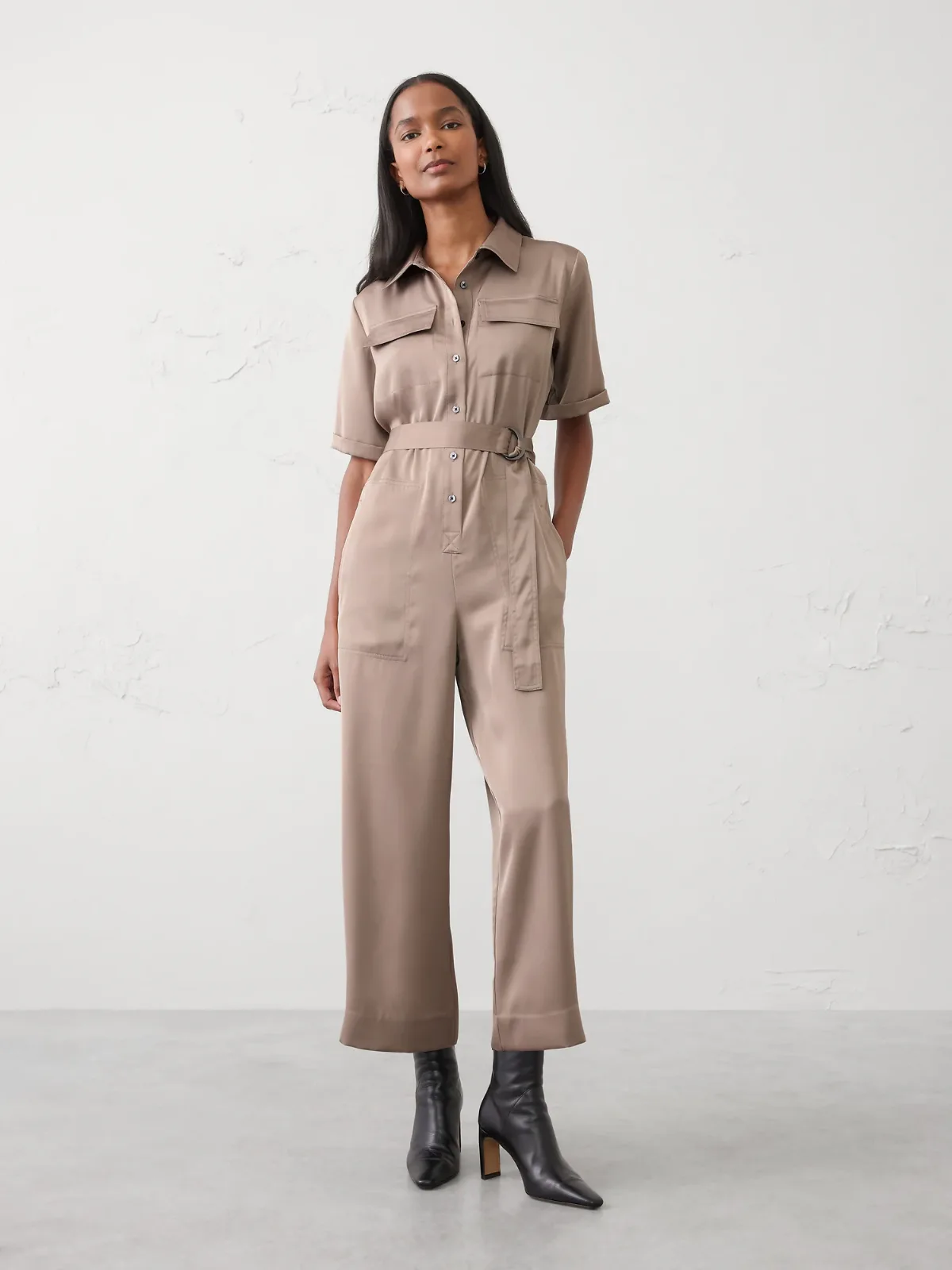 Satin Utility Jumpsuit by Banana Republic